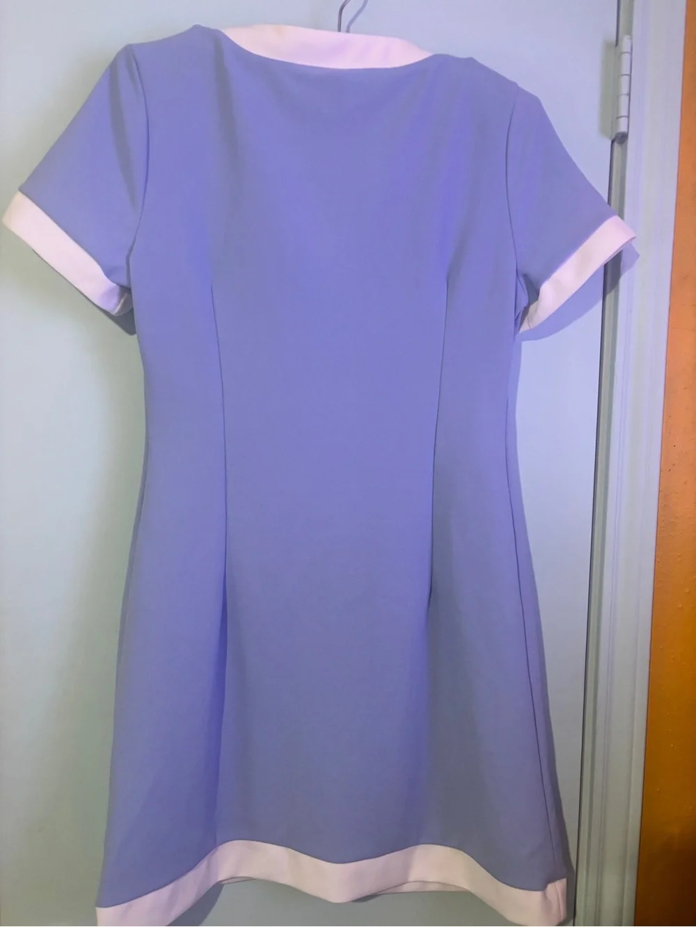 Periwinkle Blue Mod Front Button Dress Cosplay Stewardess M - Picture 5 of 5